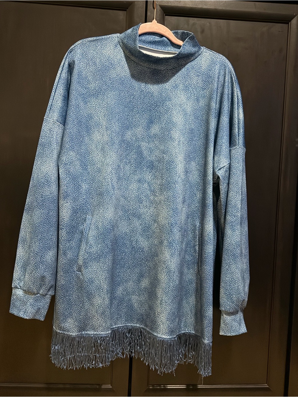 Blue Fringe Hem Women's Mini Dress